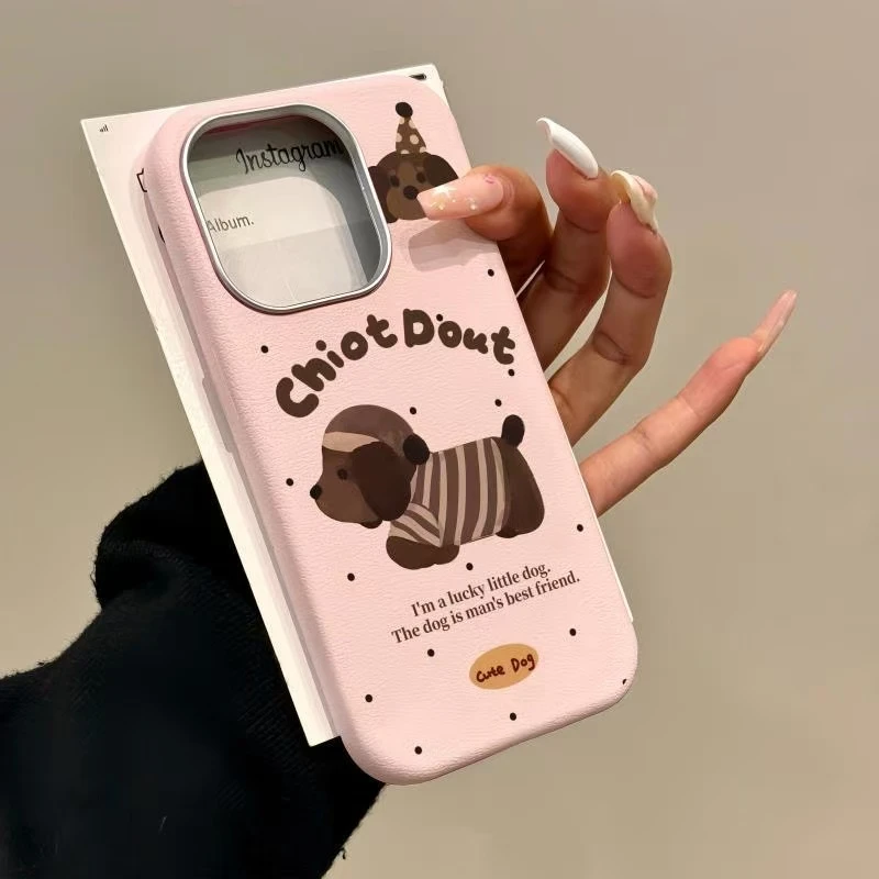 波点睡帽小狗适用苹果17promax手机壳16趣味15金属框14女13皮纹12