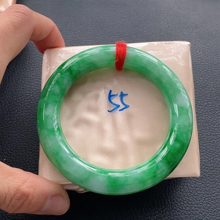 翡翠手镯未镶嵌23绿底飘辣绿23