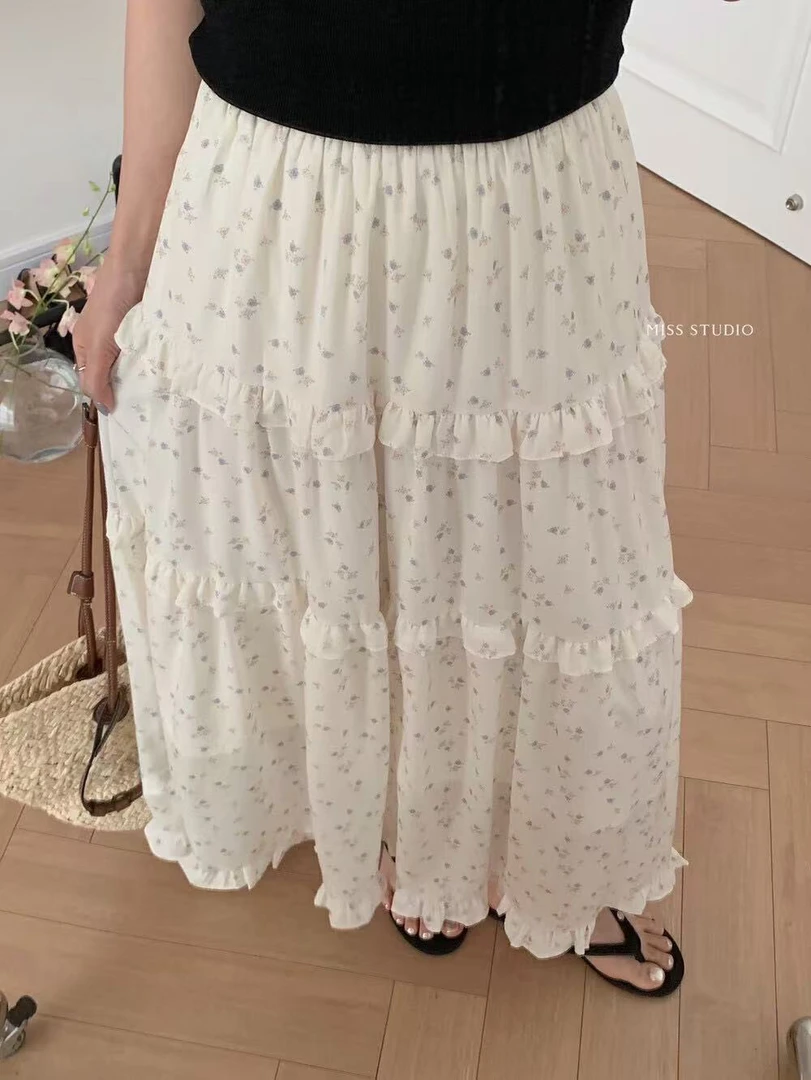 密思@33155 田园风甜美碎花高腰显瘦A字半身裙 7-1