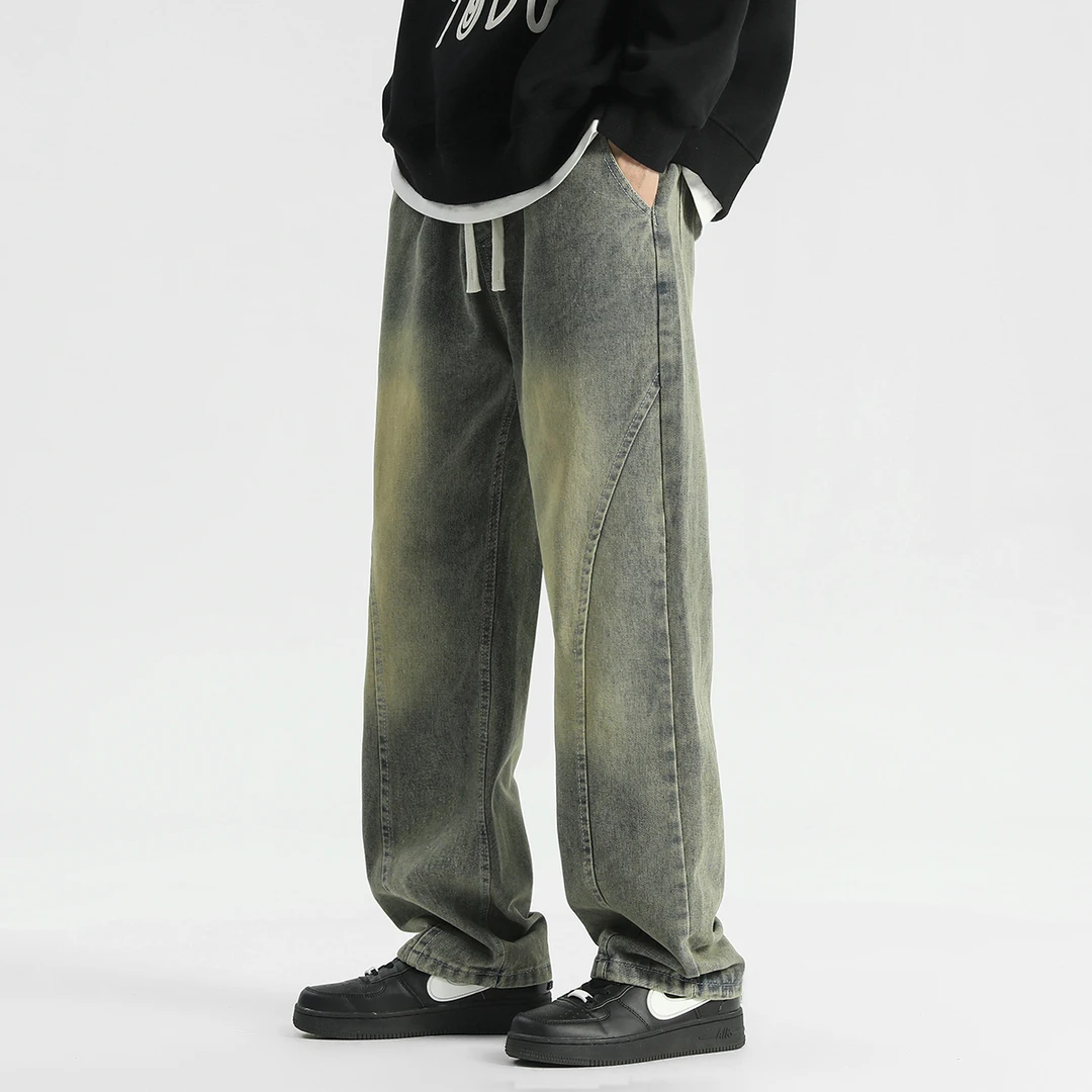 美式水洗牛仔裤男2025春夏新款高街复古长裤直筒休闲百搭宽松学生