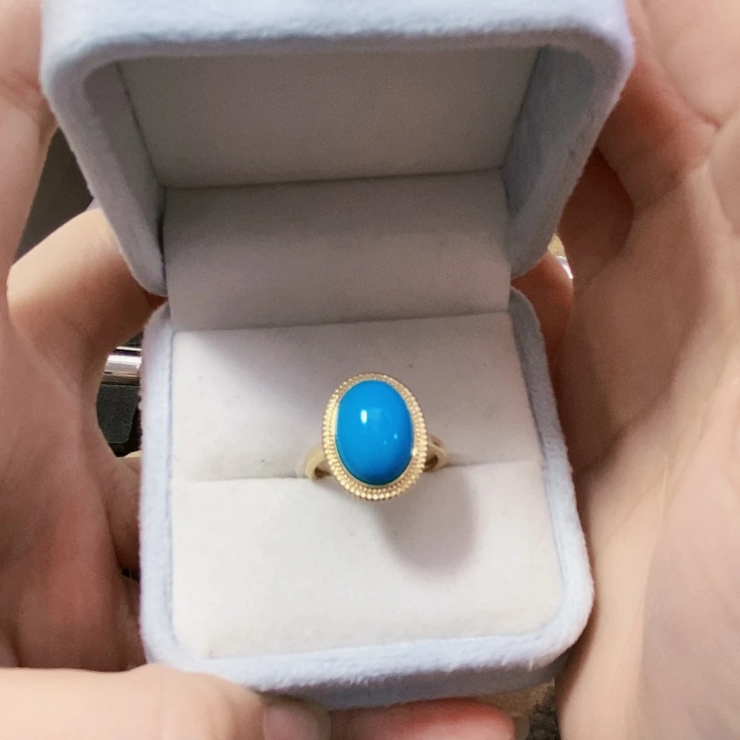 绿松石珠宝展精品绿松石戒指18K金镶嵌