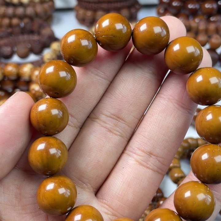 紫金鼠手串15尺寸黄皮光珠