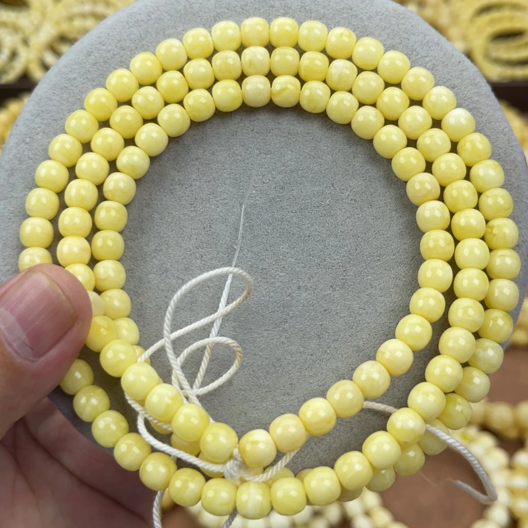 未镶嵌颈饰琥珀纯天然俄料奶白无纹极限弧高桩7*6.5