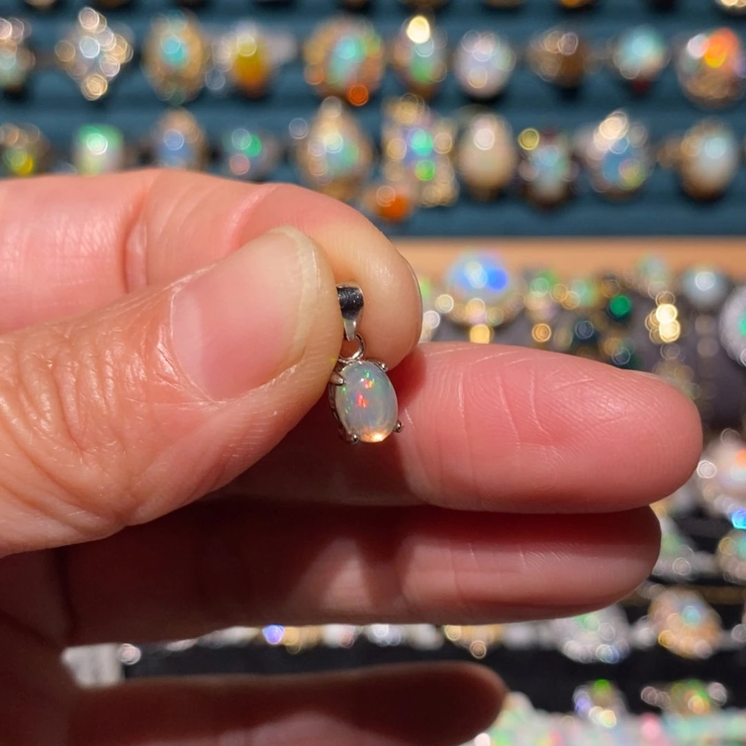 欧泊银S925镶嵌吊坠