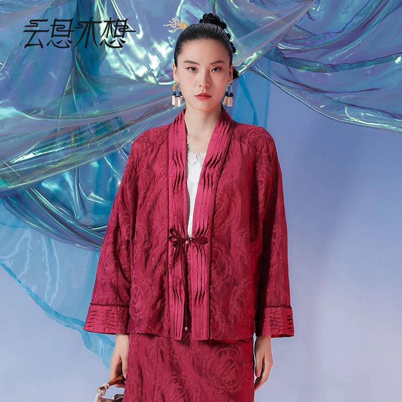 Ysimo-X云思木想新中式2024早秋绣品面料手工盘扣天丝外套12149