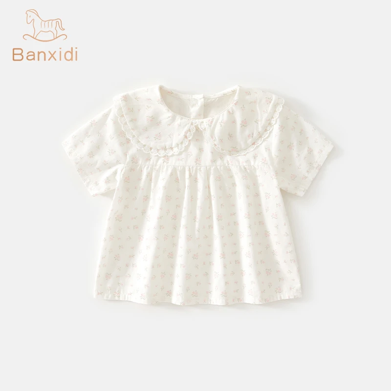 班喜迪女童衬衫夏薄款新款洋气女宝宝娃娃衫小童上衣夏季儿童衬衣