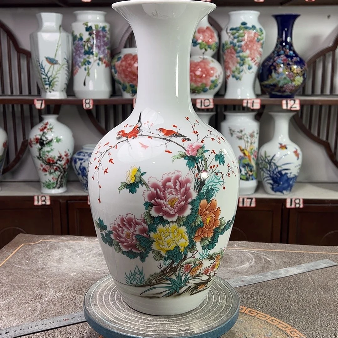 陶摆件景德镇陶瓷棒牡丹