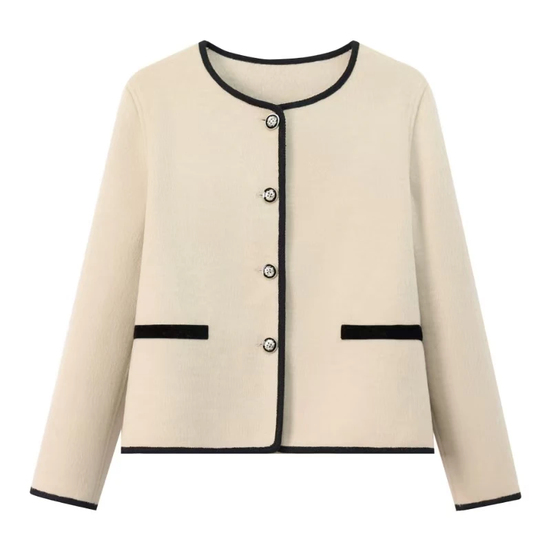 小个子圆领春款小香风双面羊毛毛呢外套时尚百搭短款气质女士简约