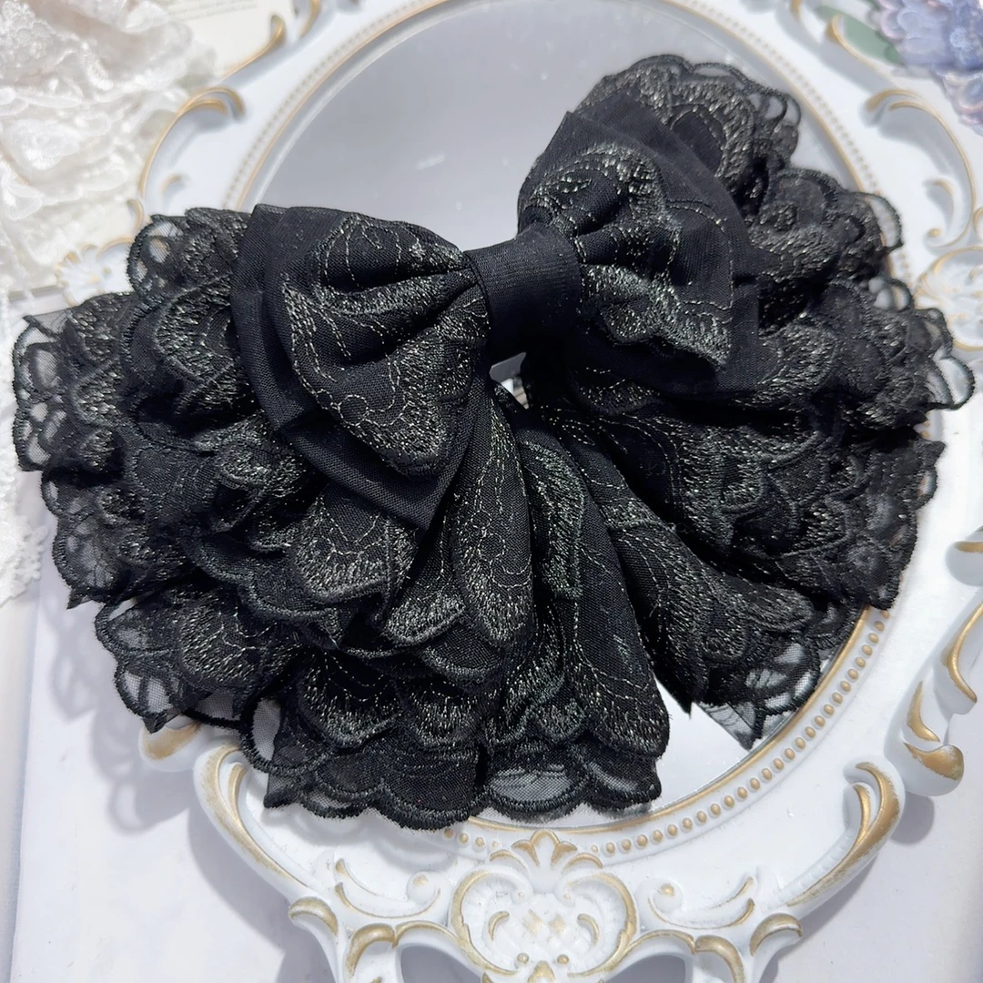 大茉莉手工新娘蝴蝶结头饰黑白色系