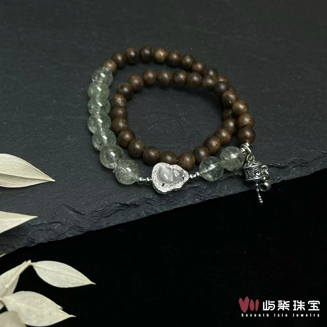 【碎碎念】F443 水晶银925镶嵌 浮卿 透白葫芦绿幽珠珠多圈