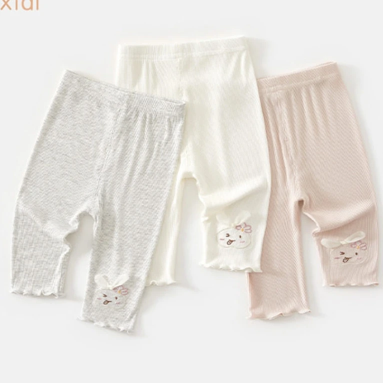 童装婴儿夏装裤子薄款女童卡通七分裤儿童女宝宝莫代尔打底裤高弹