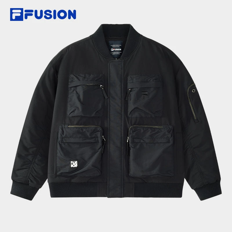 Fila/斐乐休闲潮流男士运动棉衣冬季潮流保暖立领工装飞行员夹克