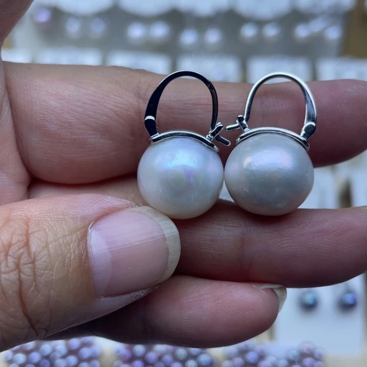 耳饰淡水珍珠银S925镶嵌