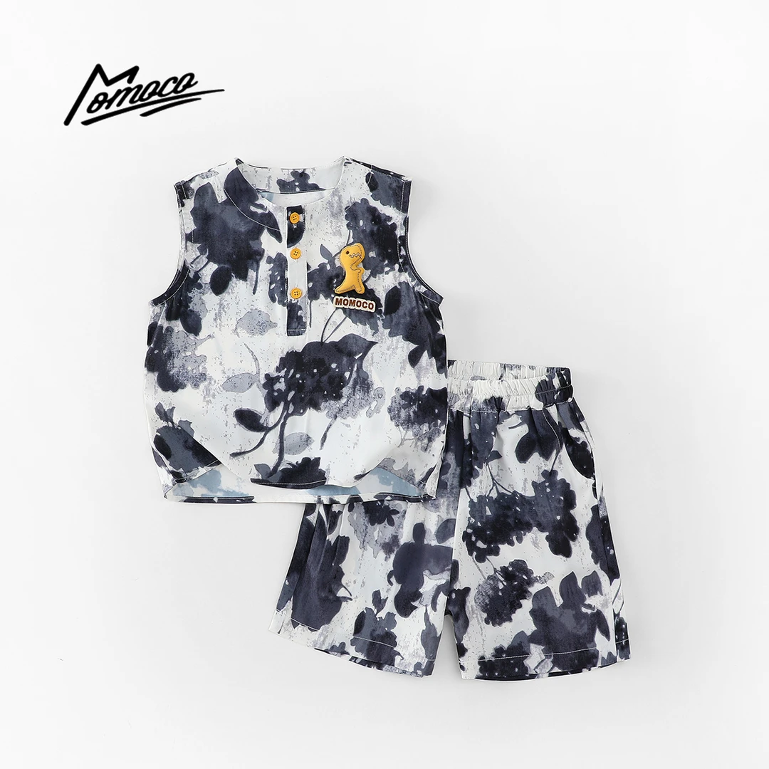 MOMOCO男童夏季百搭休闲时尚两件套墨染国风套装77230580080