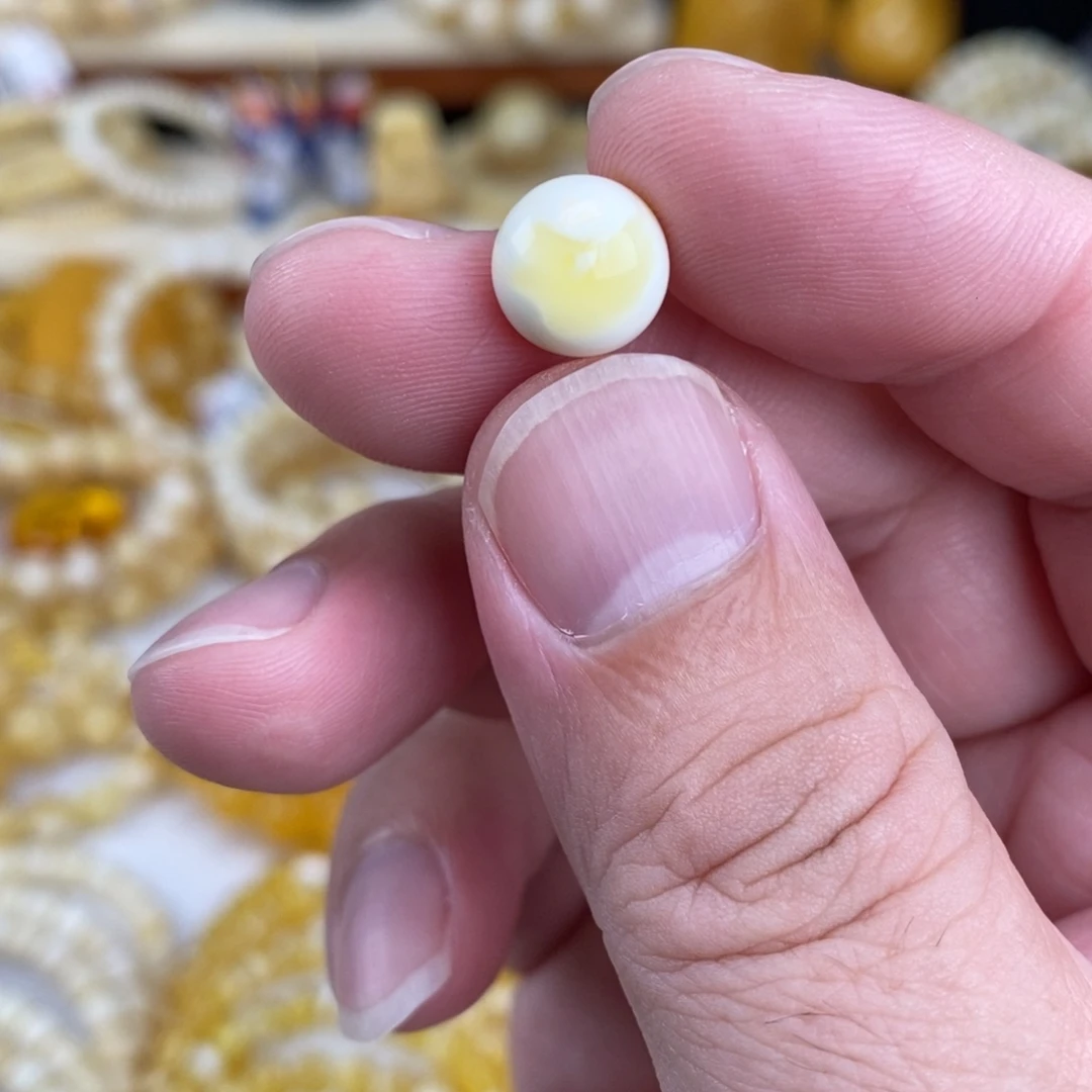 欧***g手链蜜蜡未镶嵌漆白溶洞单珠一颗
