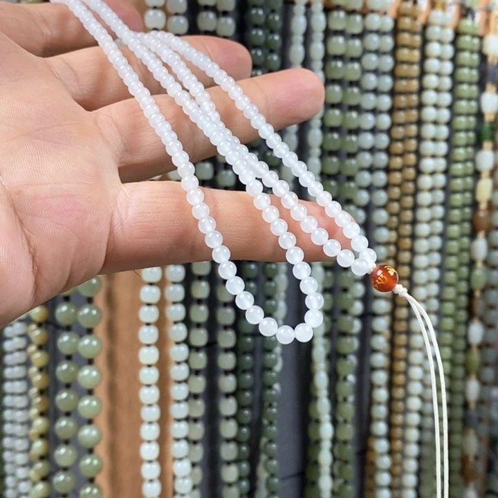 二***爷和田玉未镶嵌项链和田玉圆珠项链