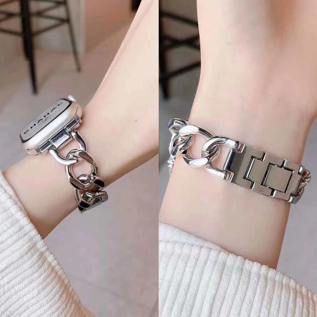 适用于iwatchS9表带s10苹果手表applewatch8金属表链SE链式小香风