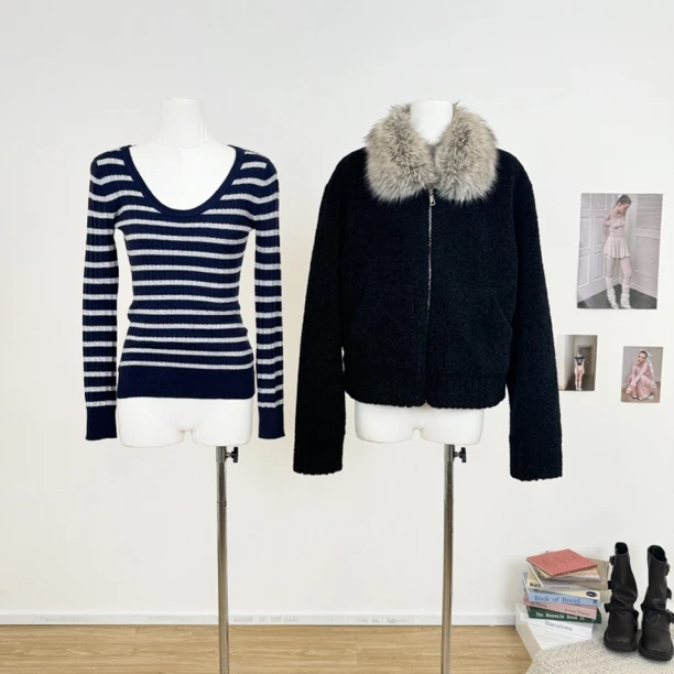 BBegimming 北国暖颂 环保毛领颗粒感皮毛一体加厚短款切割毛外套