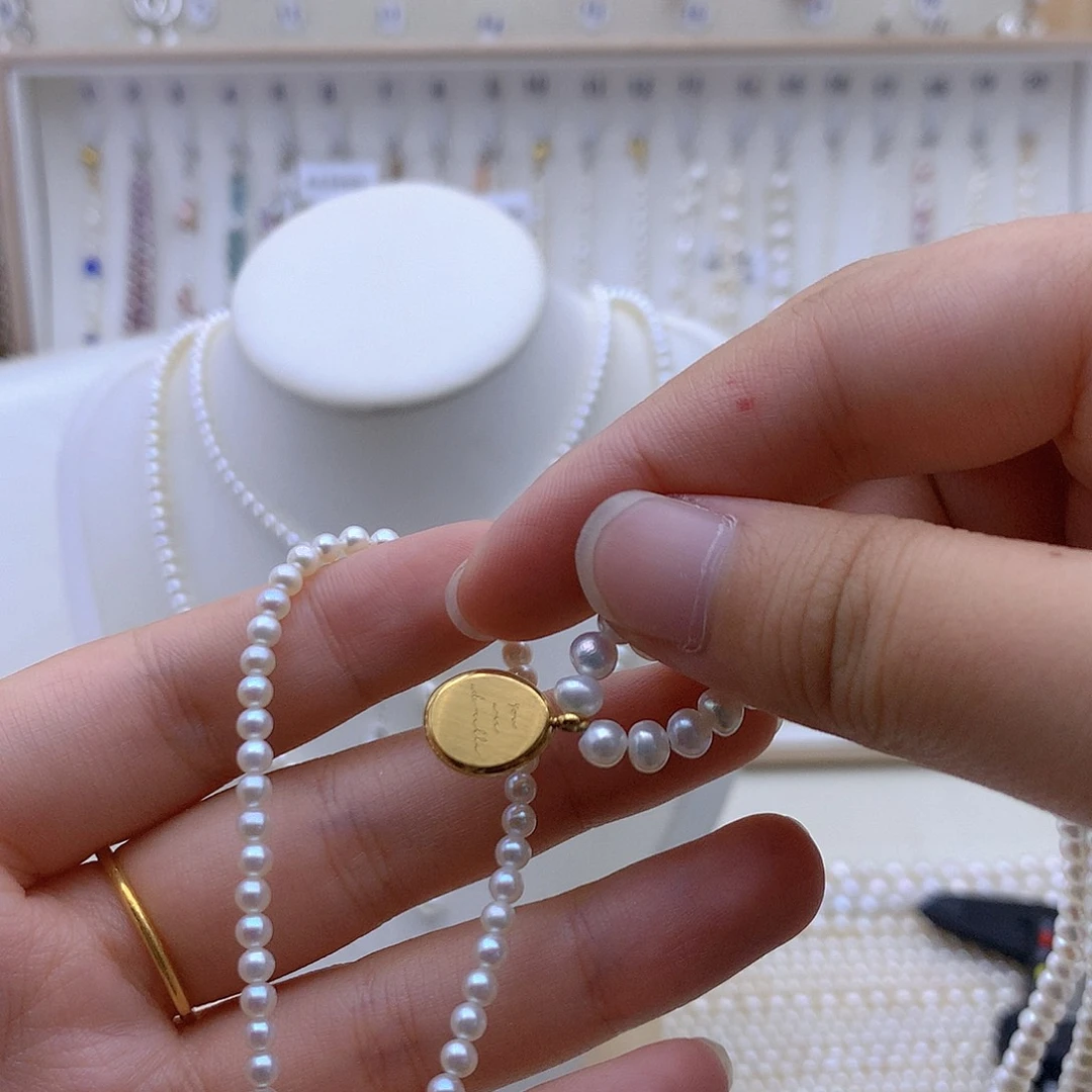 淡水珍珠银S925镶嵌颈饰