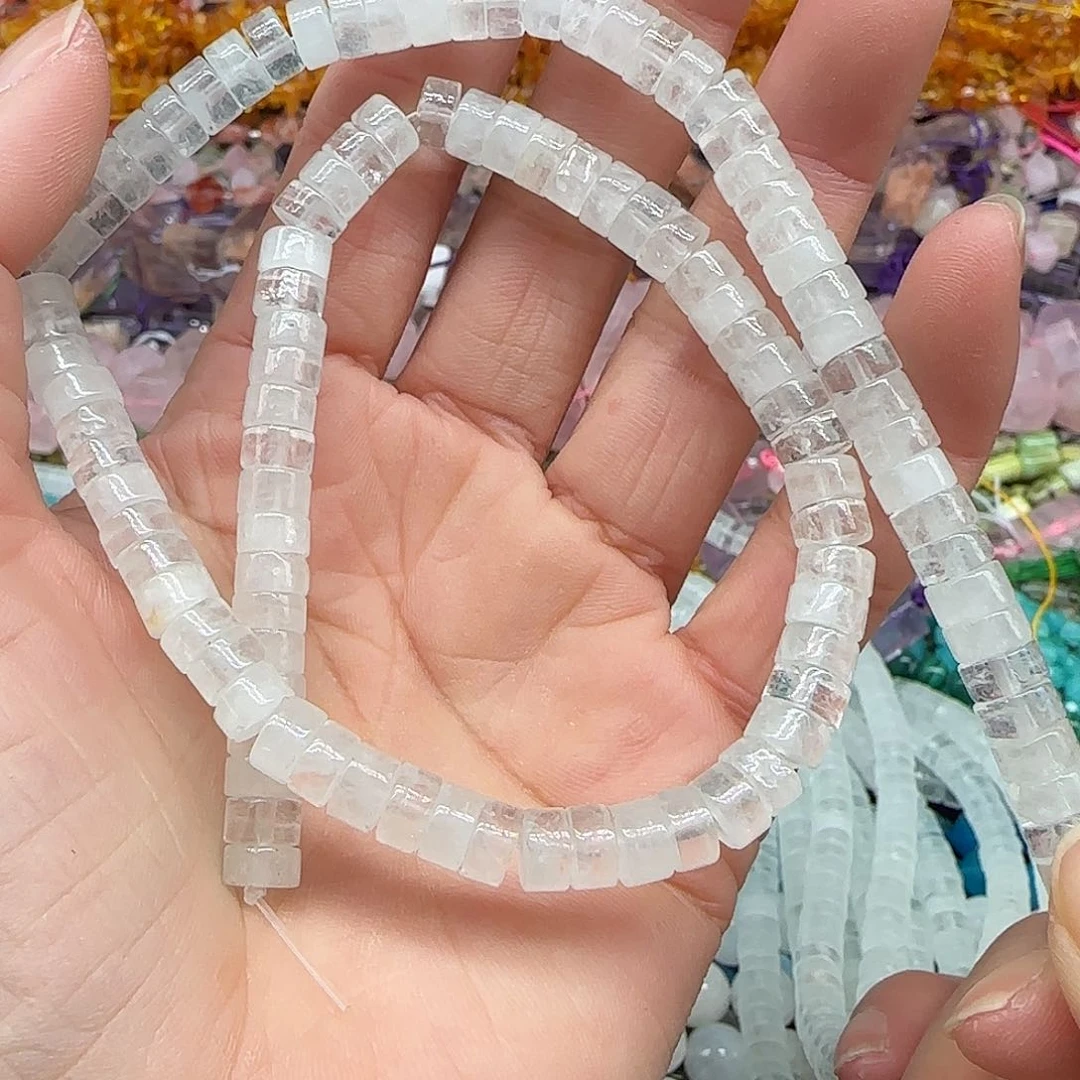玛瑙/玉髓珠宝半成品合金白水晶剁珠6mm一条