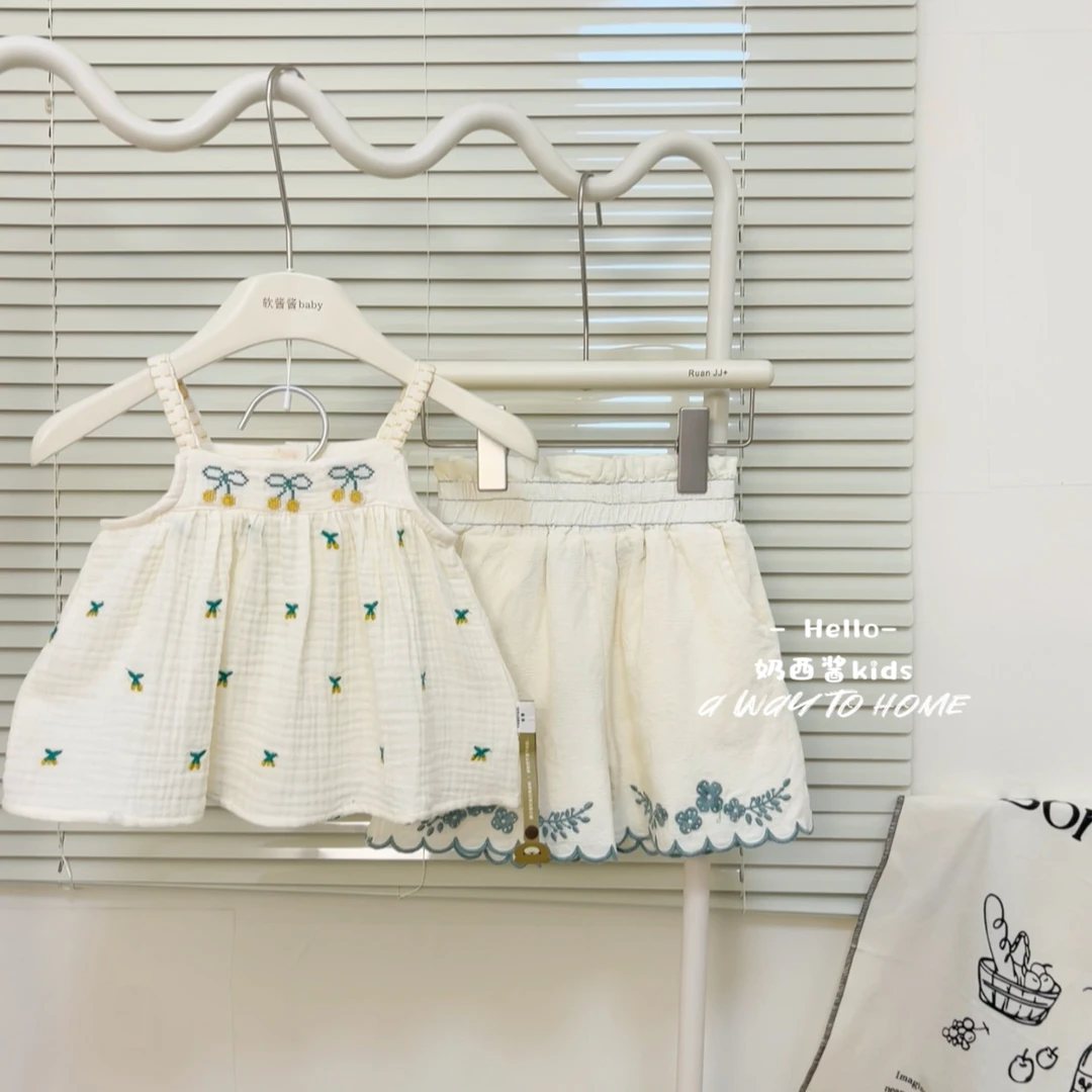 女童吊带套装夏季女宝2025新款韩版背心短裤儿童夏装洋气两件套~
