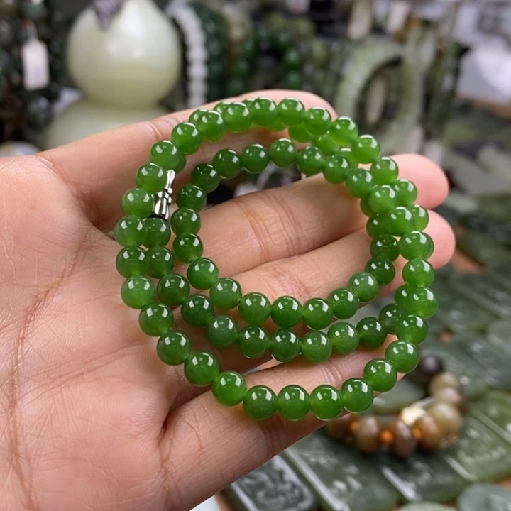 和田玉未镶嵌颈饰卡6项链78颗