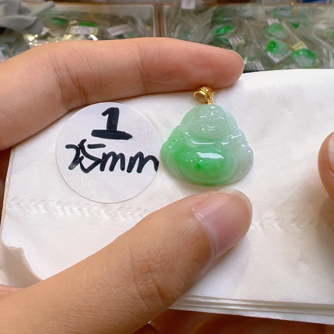 吊坠(不含链)18K金镶嵌翡翠