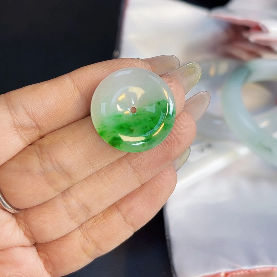 翡翠裸石FT0051阳绿平安扣