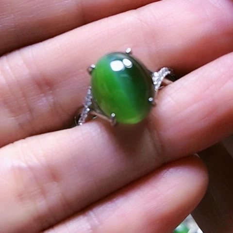 和田玉戒指银S925镶嵌