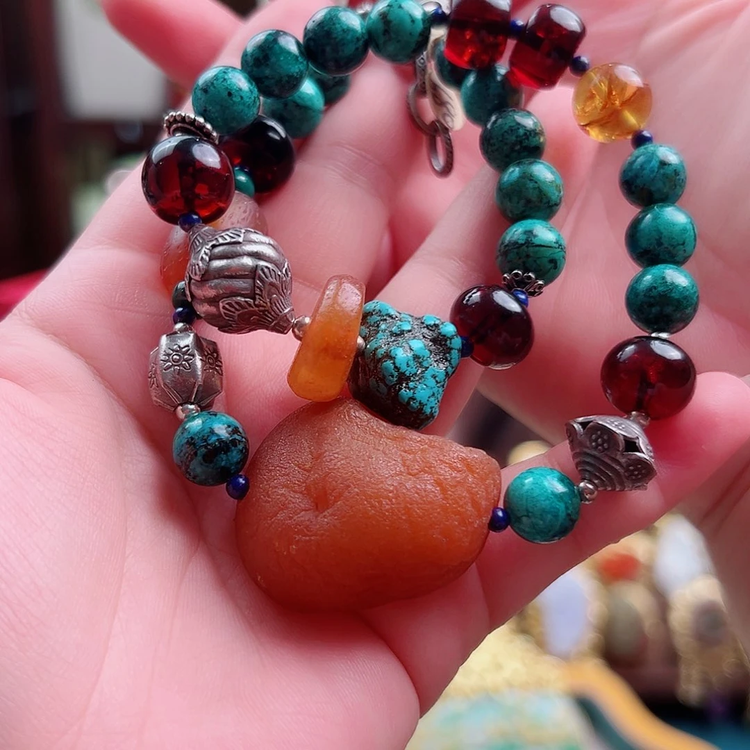 上***月手链琥珀未镶嵌国风