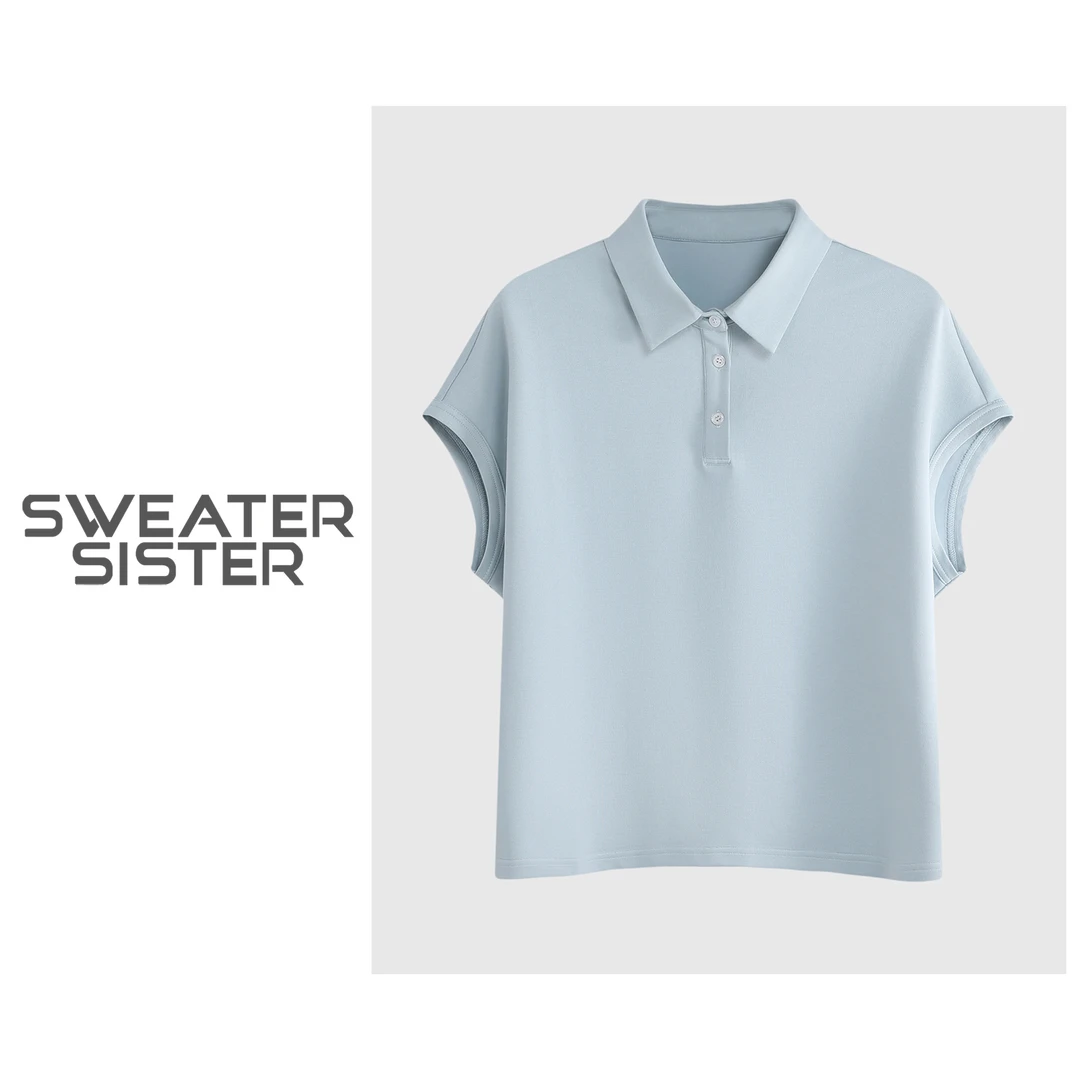 韩版宽松显瘦翻领系扣无袖T恤上衣女5282-001