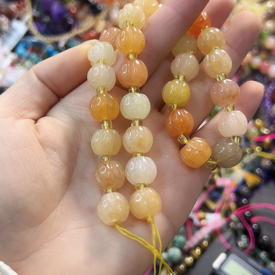 玛瑙/玉髓合金珠宝半成品南瓜珠。一条