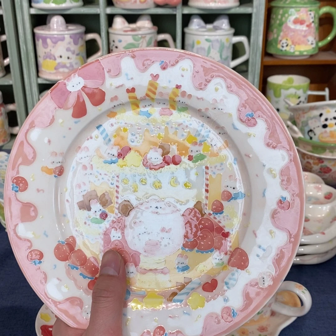 筱***、瓷片蛋糕兔子盘子福利