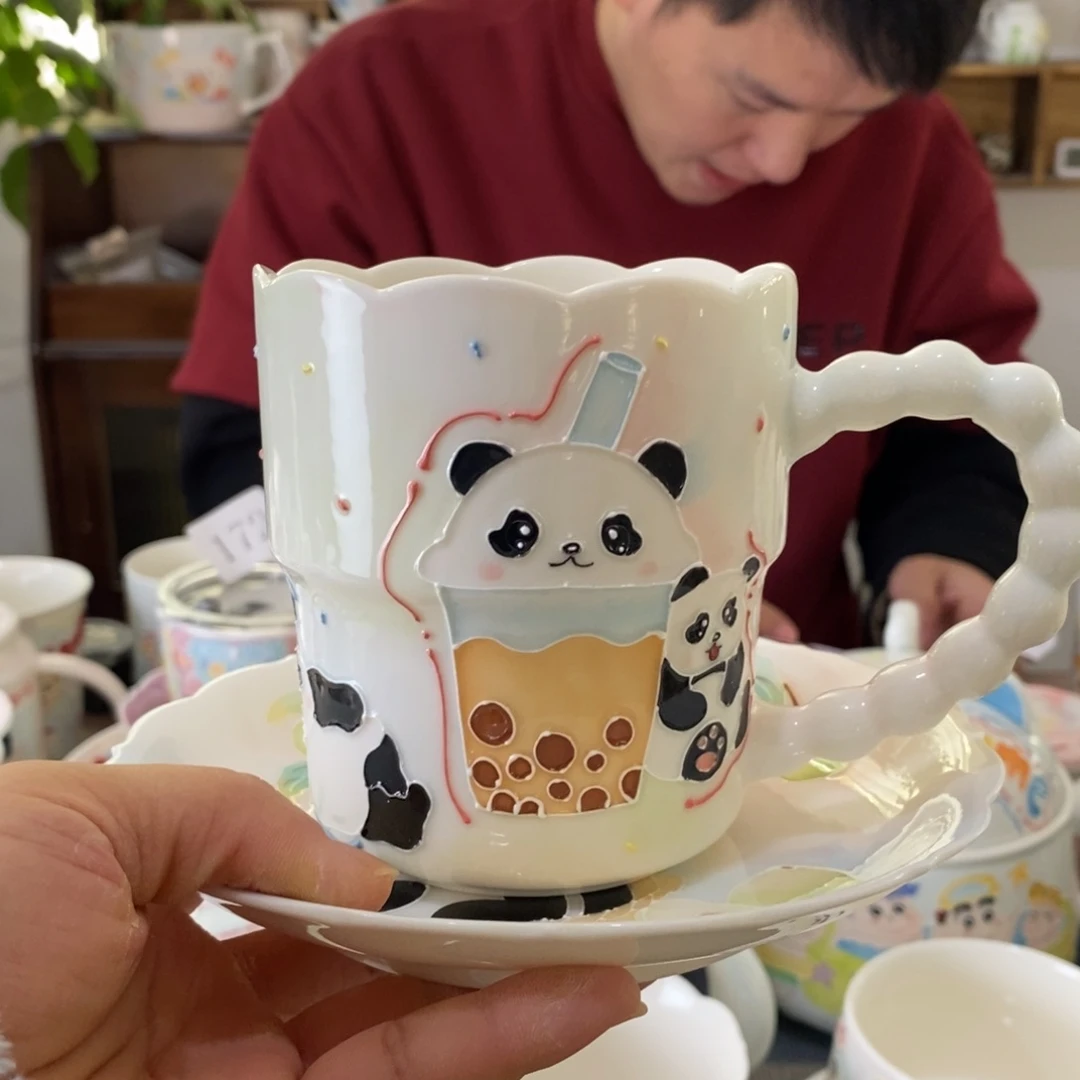 淼***淼瓷片绣球景德镇釉下彩手绘