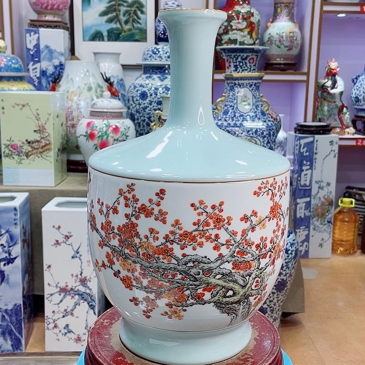 8***华花瓶全手工粉彩摇铃尊