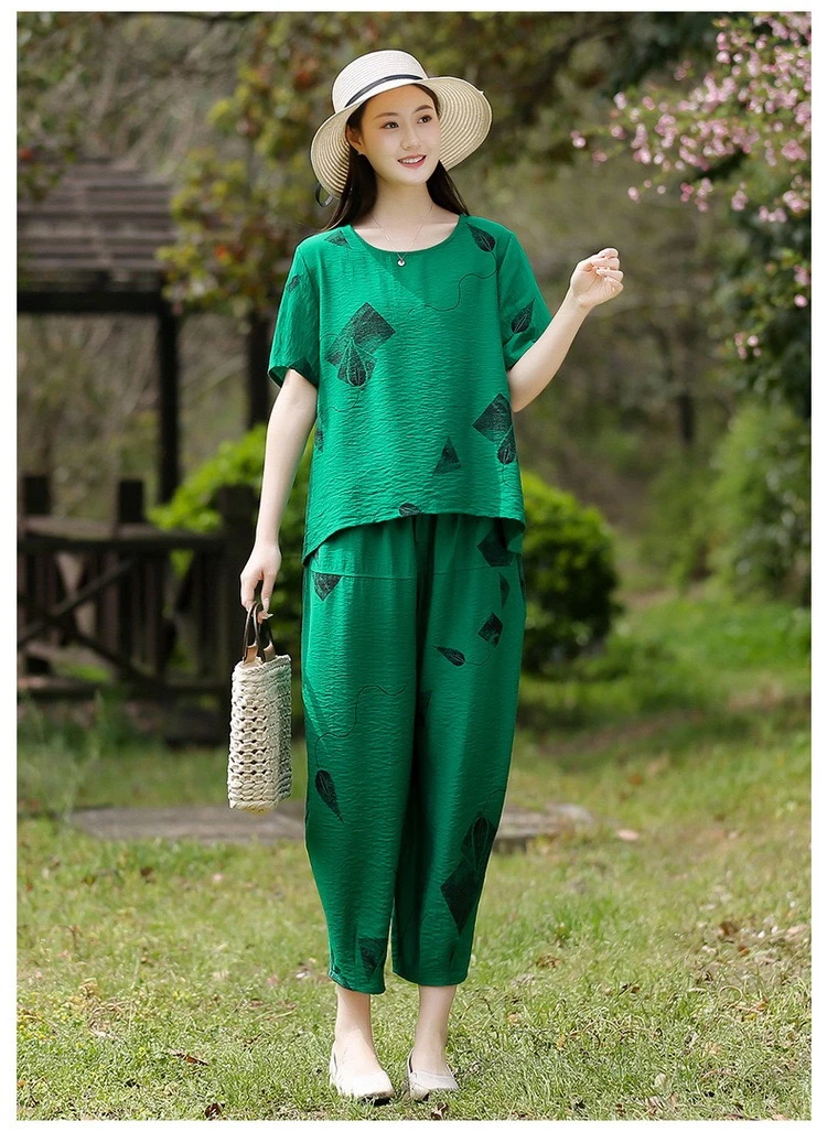 2025新款妈妈装夏季短袖套装凉快透气舒适