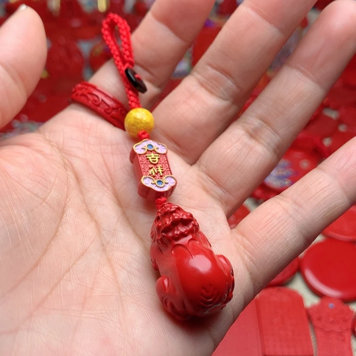 天然辰砂工艺品朱砂钥匙扣