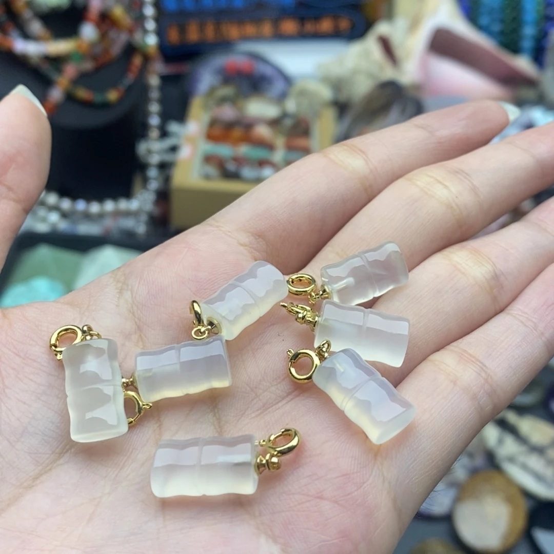 玛瑙/玉髓未镶嵌珠宝半成品一个荔枝冻玛瑙竹节吊坠A19