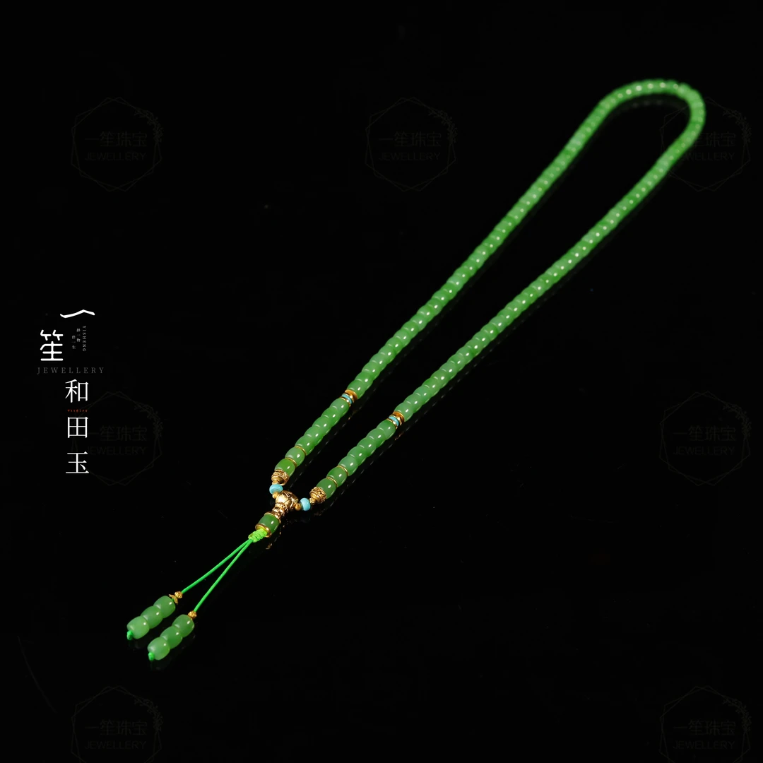 【一笙珠宝】玩家货 · 收藏级苹果绿直切项链18k金镶嵌5-6mm DY6498