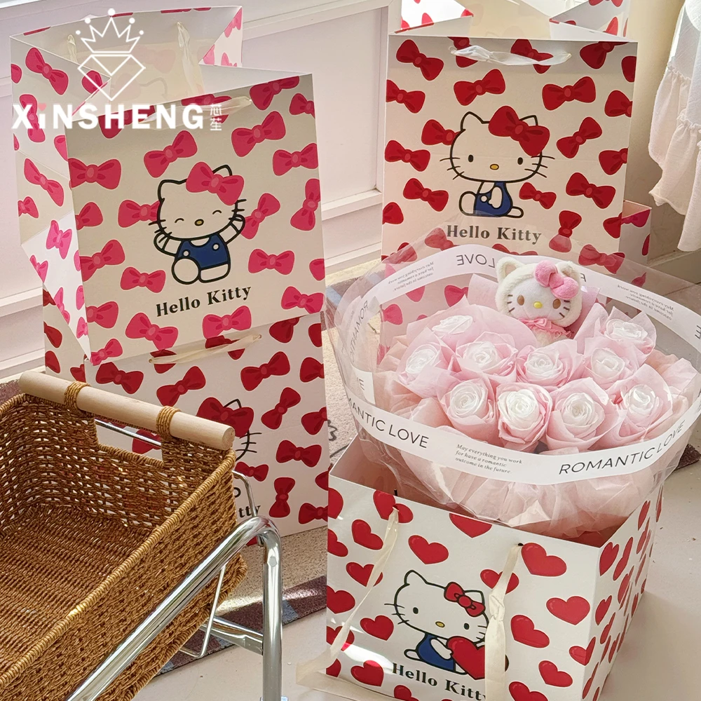 【520新品】芯苼 KT手提袋鲜花花束创意包装材料可爱手工花艺资材