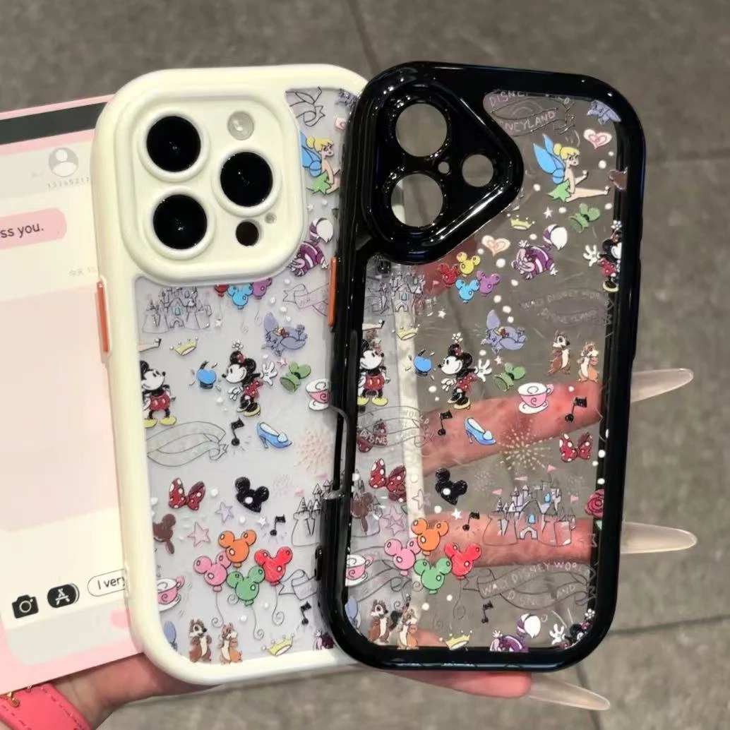 涂鸦风米奇米妮适用苹果16pro手机壳iPhone15奶油壳华为p40小米14