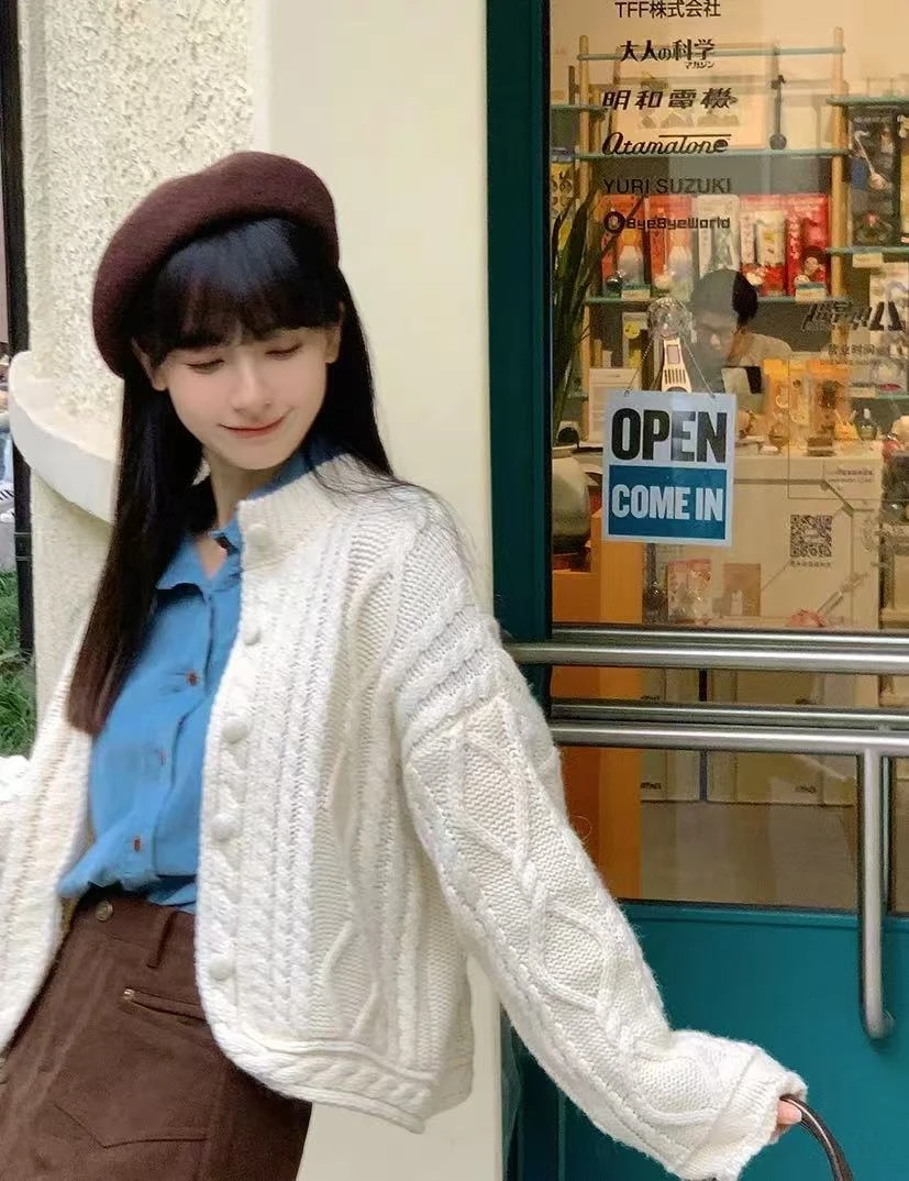 奶油蛋糕-开衫毛衣