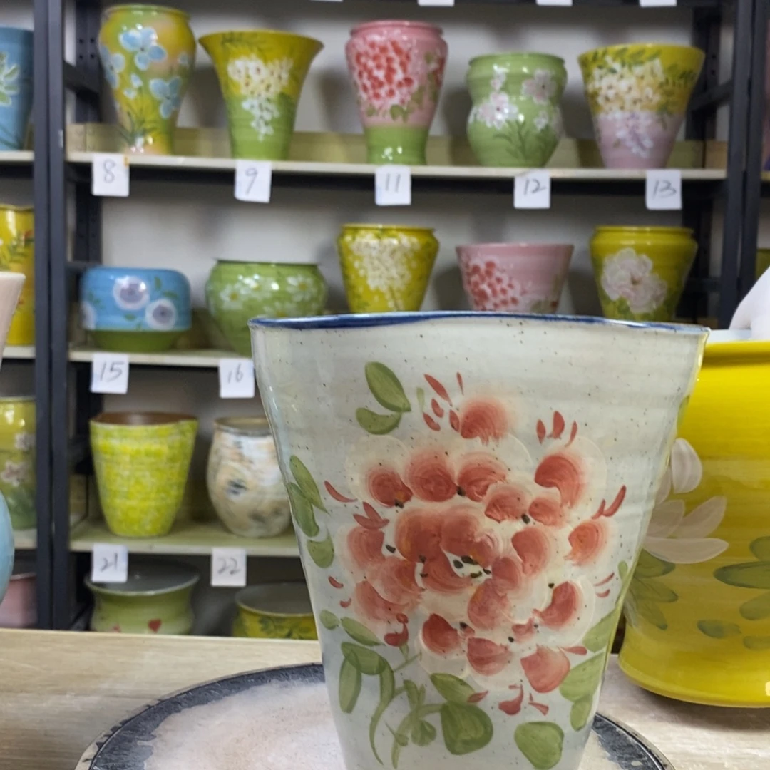 景德镇手工手绘陶瓷花盆