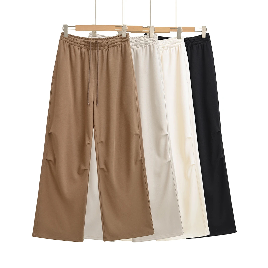 WS9274掐褶慵懒高腰阔腿运...