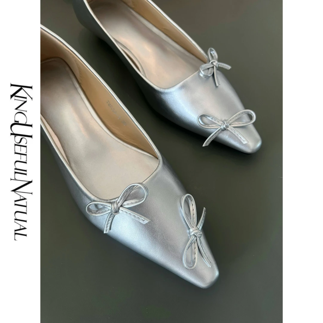 KUN  Wink蝴蝶结 春秋两色新款尖头单鞋仙女鞋浅口黑色蝴蝶结单鞋