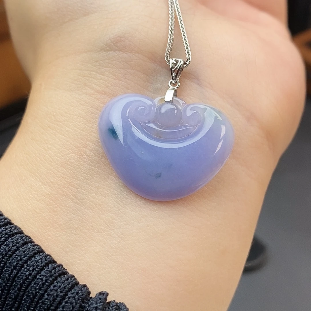 翡翠18K金镶嵌吊坠(不含链)如意头吊坠