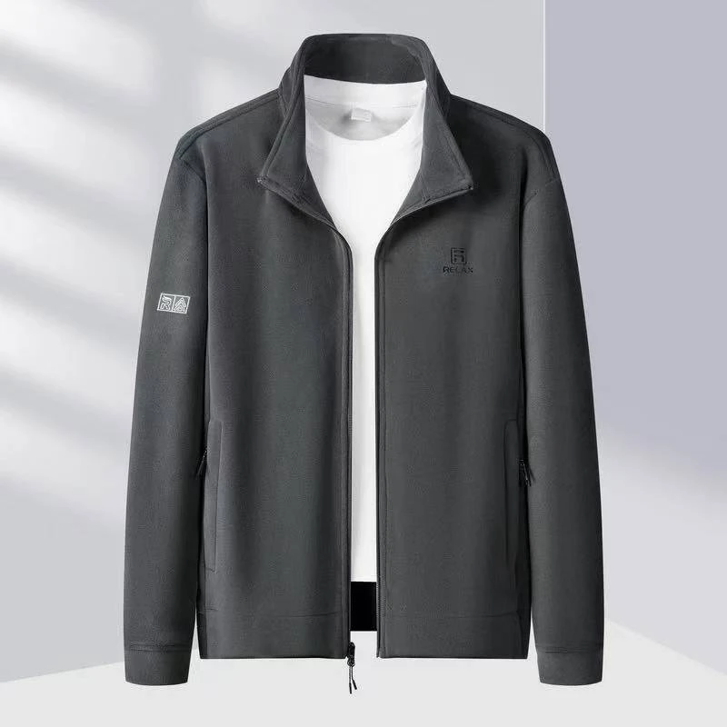 秋冬季情侣款加大加肥潮流时尚百搭夹克休闲立领摇粒绒外套Z1635