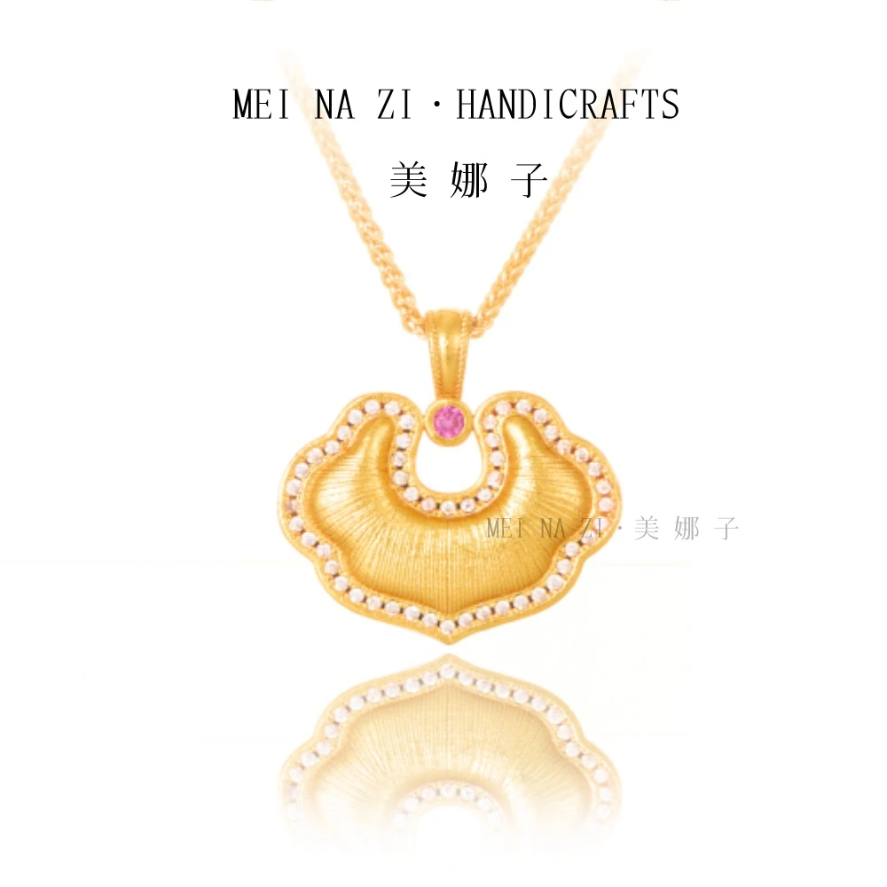 项链 项链  予禧/ 新款点钻拉丝如意锁包项链手工百搭