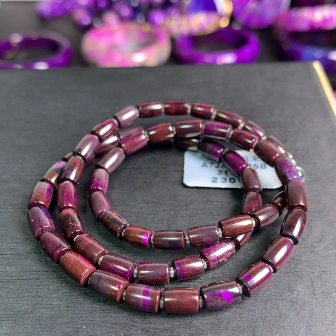 苏纪石（舒俱来）老油紫桶珠项链未镶嵌