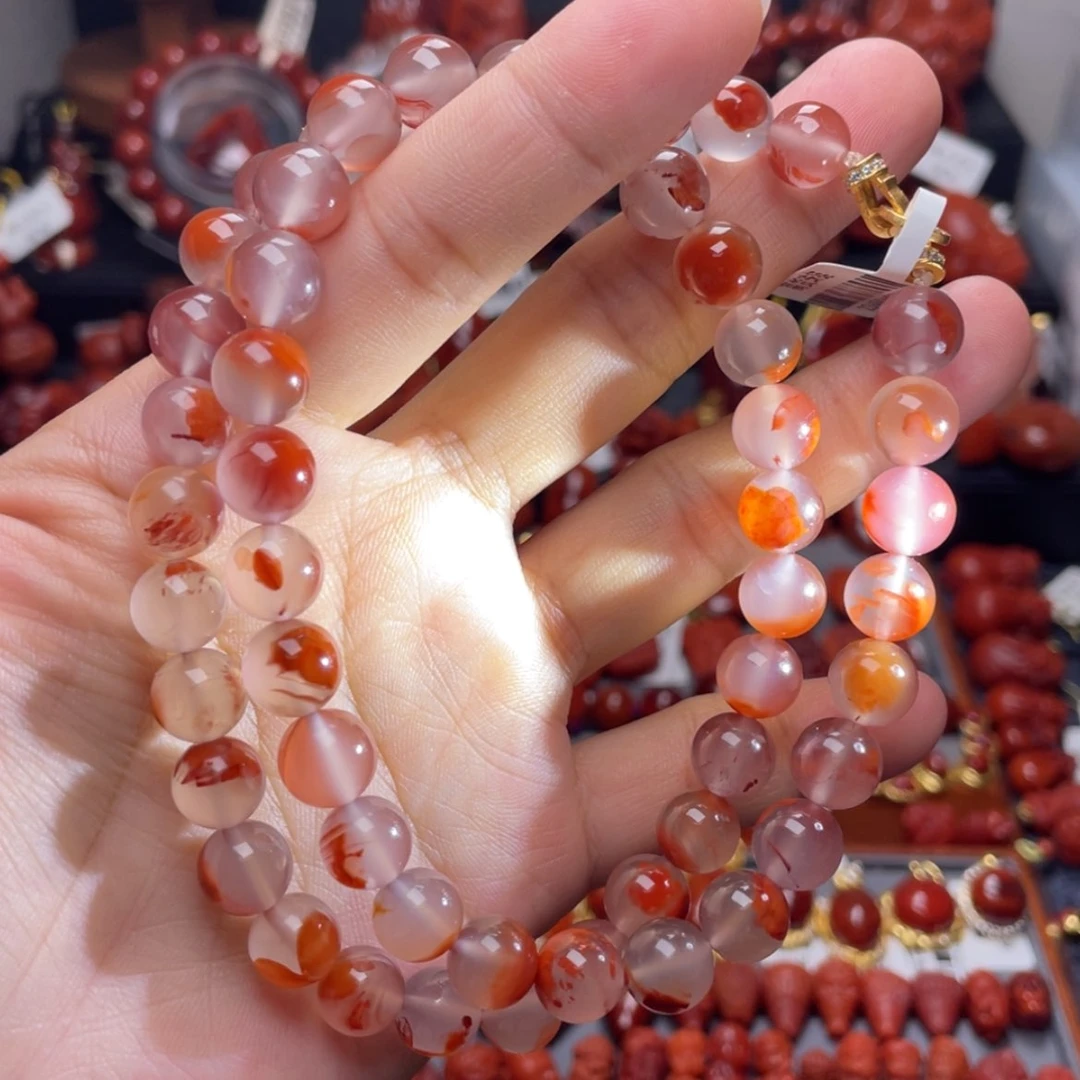 【闪购商品】银S925镶嵌9mm高冰飘花女神链南红玛瑙